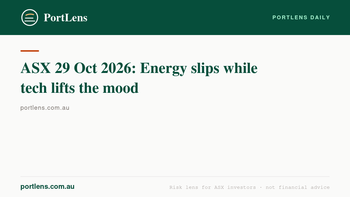 ASX 29 Oct 2026: Energy slips while tech lifts the mood