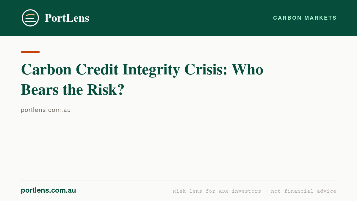 Carbon Credit Integrity Crisis: Who Bears the Risk?