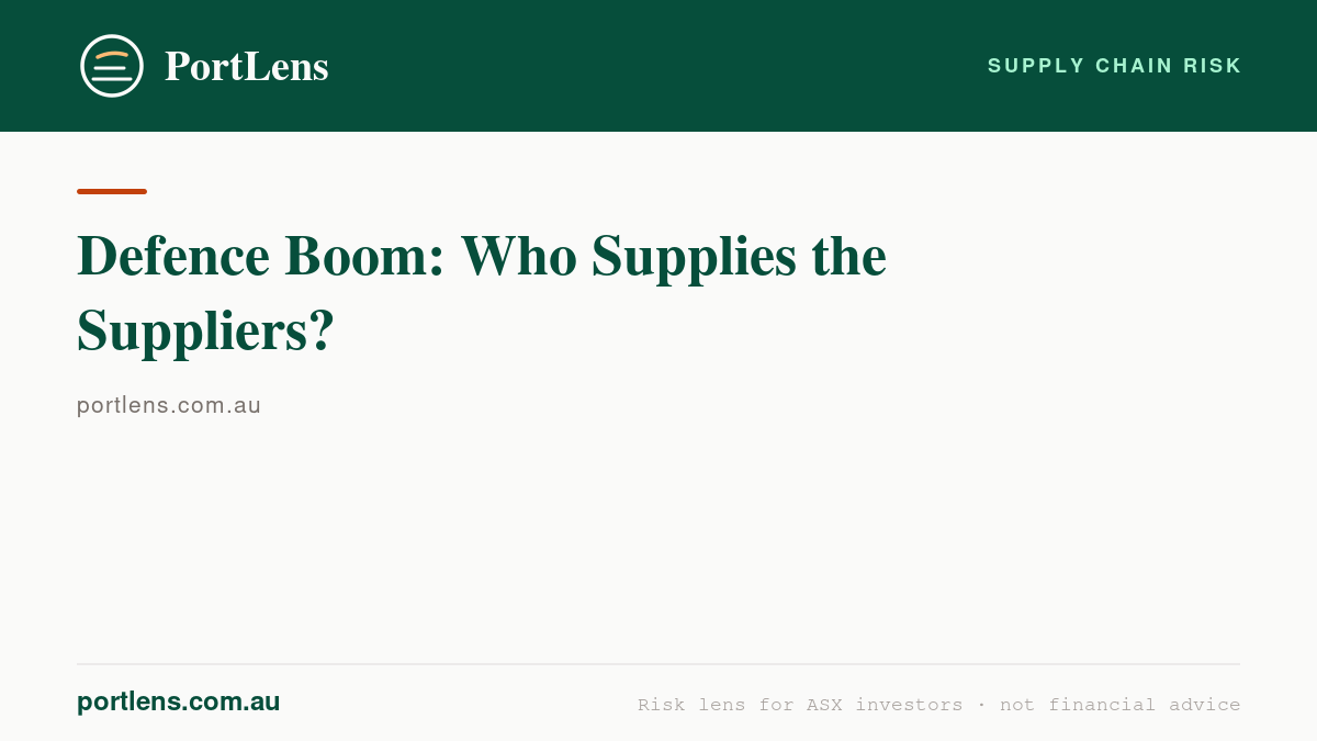 Defence Boom: Who Supplies the Suppliers?