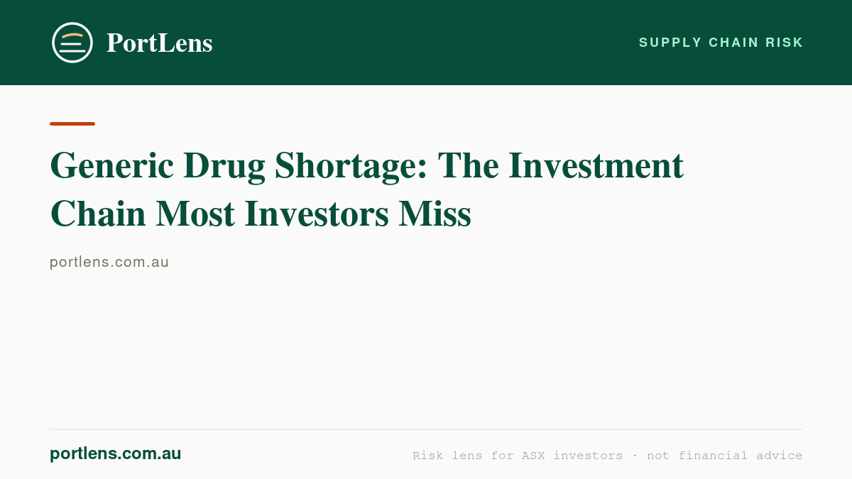 Generic Drug Shortage: The Investment Chain Most Investors Miss