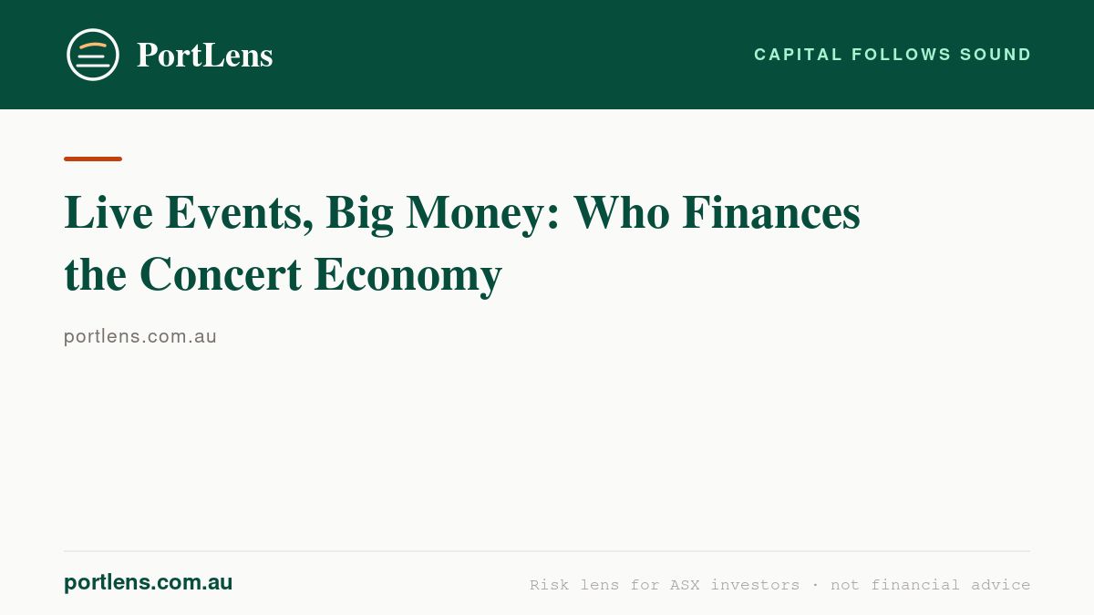 Live Events, Big Money: Who Finances the Concert Economy