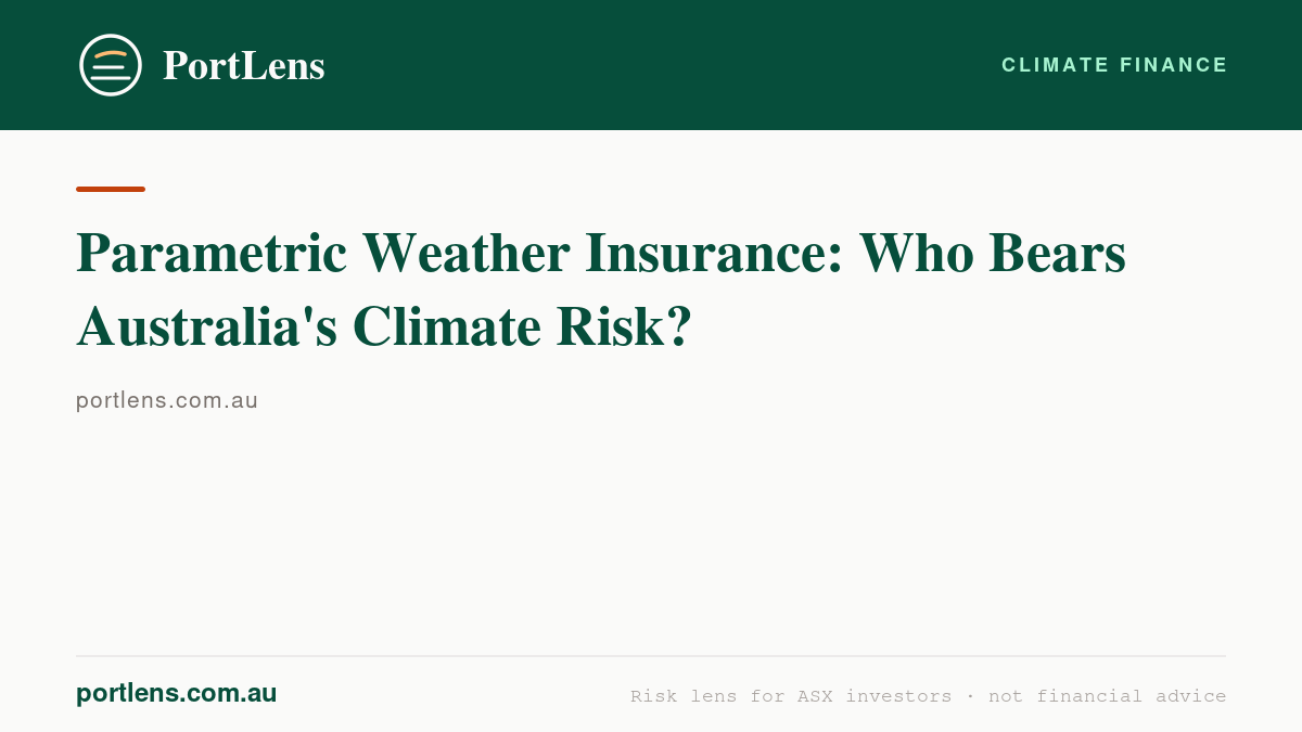 Parametric Weather Insurance: Who Bears Australia's Climate Risk?