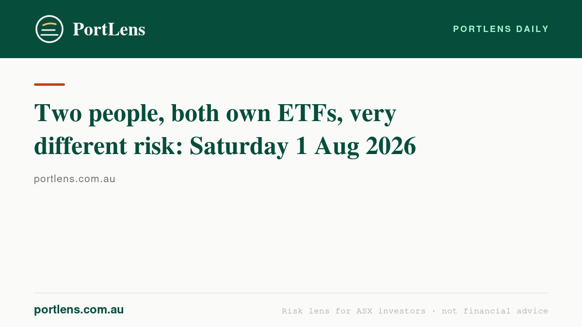 Two people, both own ETFs, very different risk: Saturday 1 Aug 2026