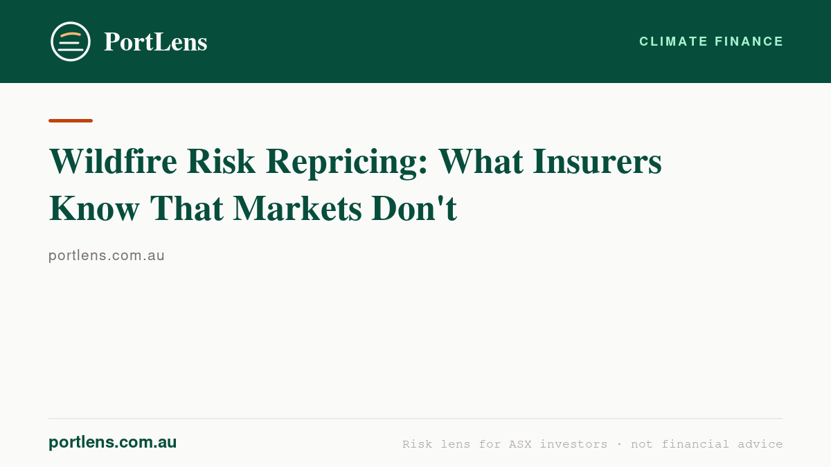 Wildfire Risk Repricing: What Insurers Know That Markets Don't
